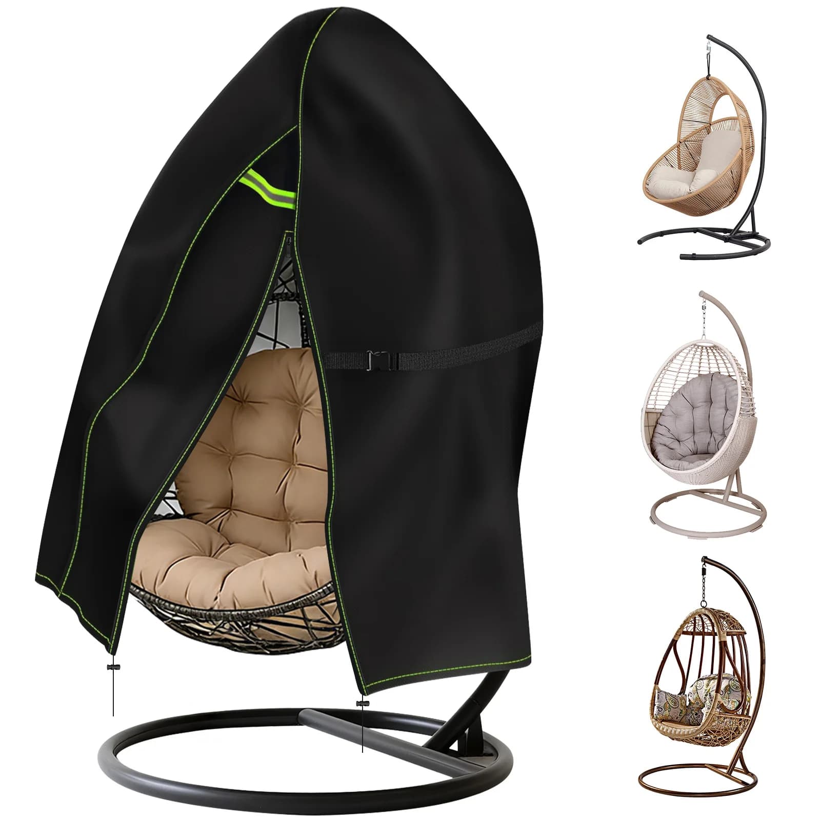 Housse de chaise suspendue œuf de patio améliorée avec fermeture éclair, housse de chaise suspendue 