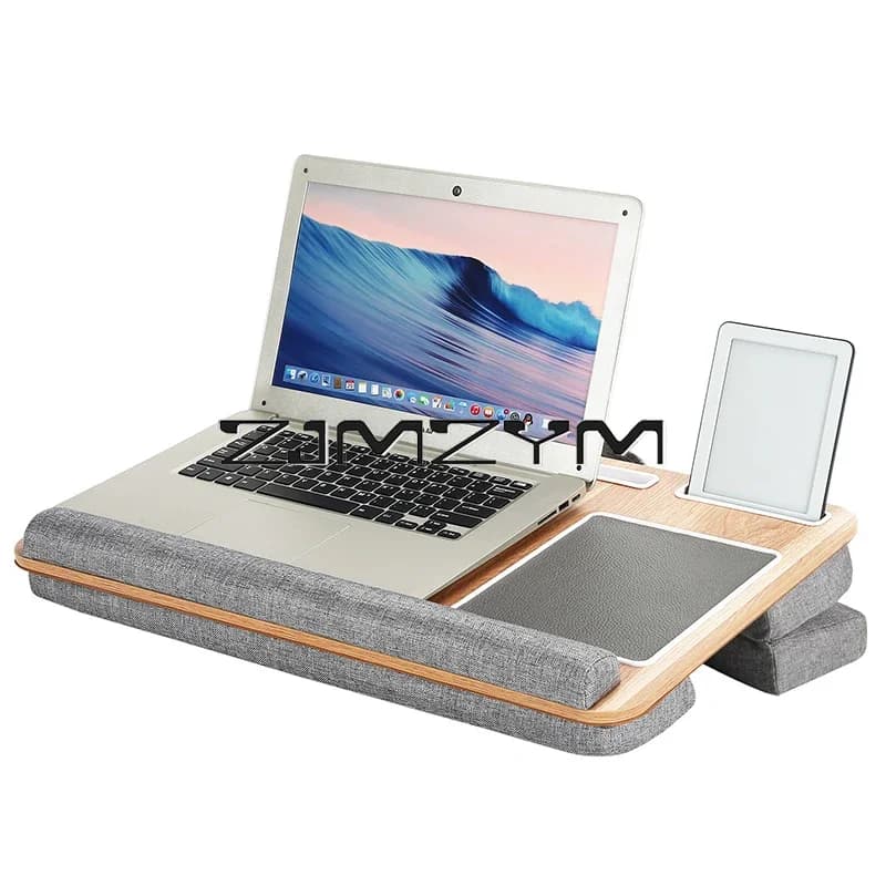 Bureau d'ordinateur portable avec coussin d'oreiller, support de téléphone, support d'ordinateur por
