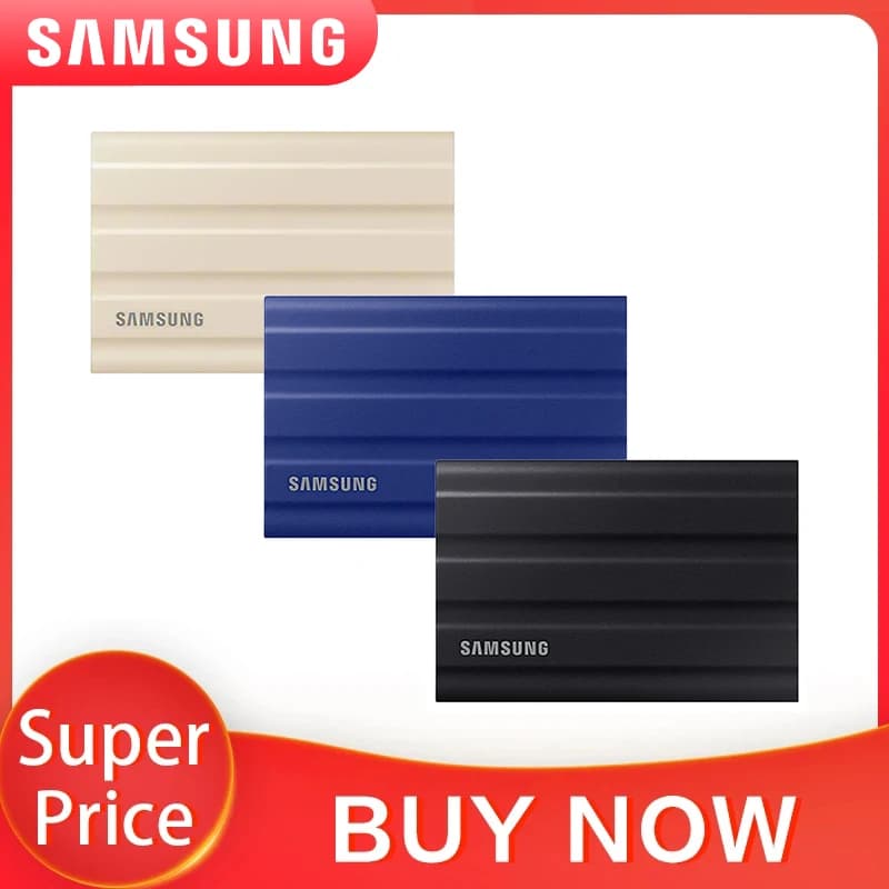 Samsung-Disque dur externe portable SSD T7 Shield, disque à semi-conducteurs, compatible avec ordina