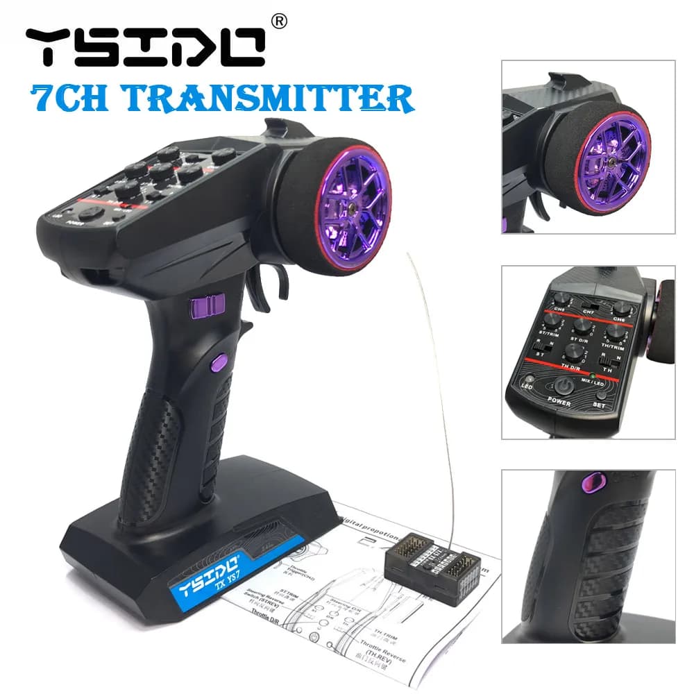YSIDO 2.4G YS7 7CH télécommande transmetteur Radio numérique avec récepteur pour 1/10 1/8 contrôleur