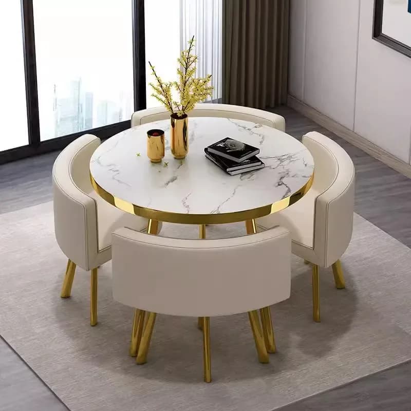 Ensemble table et chaises de négociation, plusieurs tailles, une table et quatre chaises, finition peinte, adapté au salon et au bureau