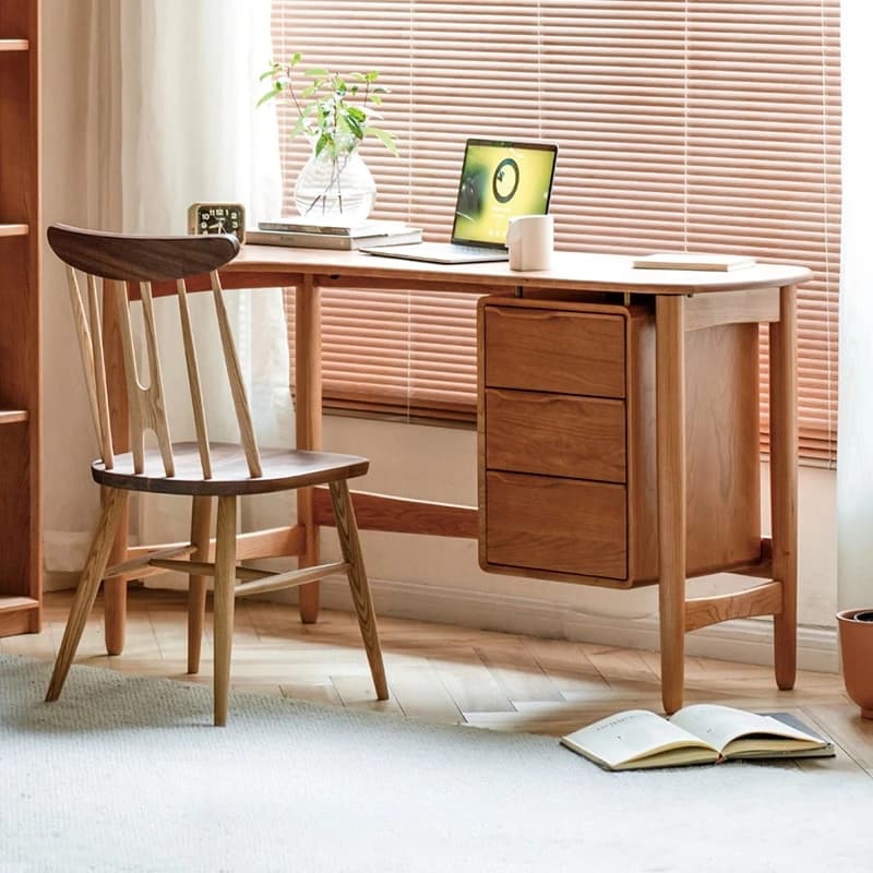 Bureau d'ordinateur en bois avec tiroirs