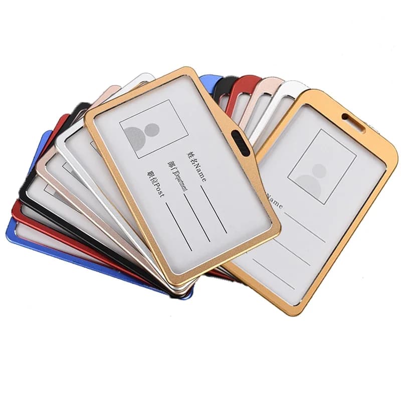 Porte-cartes en alliage d'aluminium, sangle de cou avec lanière, porte-Badge, carte d'identité de travail pour Bus, porte-cartes de visite, fournitures de bureau