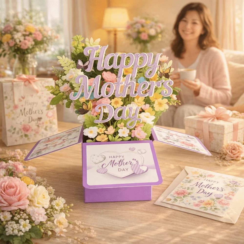 Carte de vœux 3D pour la fête des mères, meilleurs vœux, carte créative pour maman, cadeaux, carte pop-up fleur papillon, cadeau pour la fête des mères
