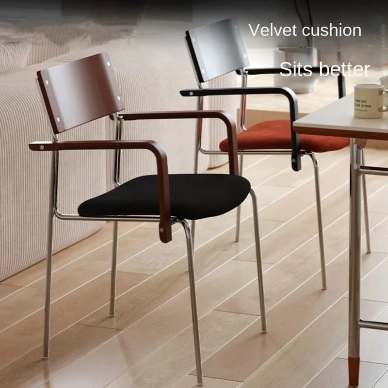 Joylive Chaise de salle à manger vintage Bauhaus avec accoudoirs, dossier confortable, chaise de loisirs rembourrée pour la maison, tabouret de maquillage design pour bureau, salon