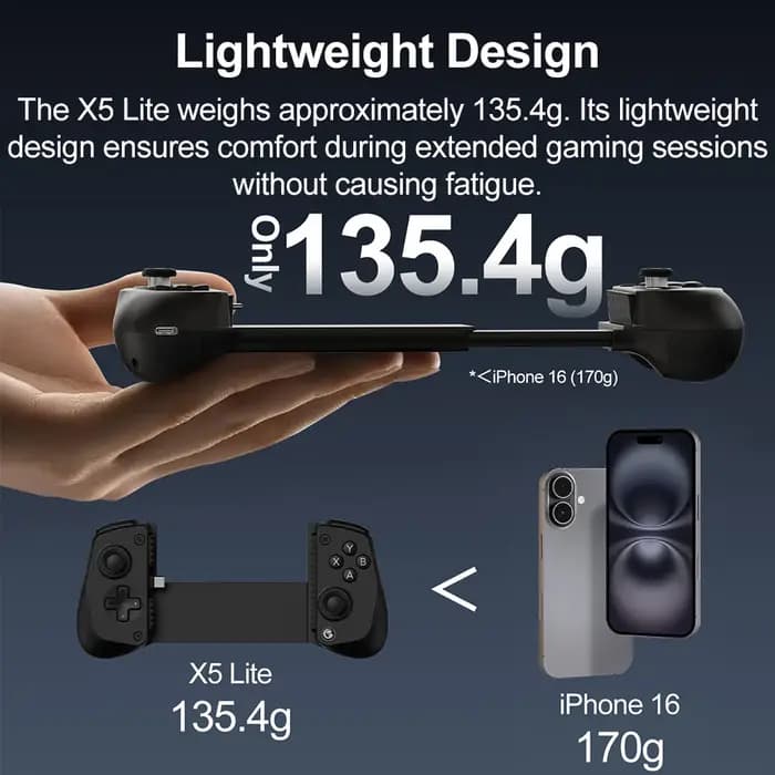 Manette de jeu mobile GameSir X5 Lite pour iPhone 16/15, iPad Mini, tablette Android, avec joysticks à effet Hall