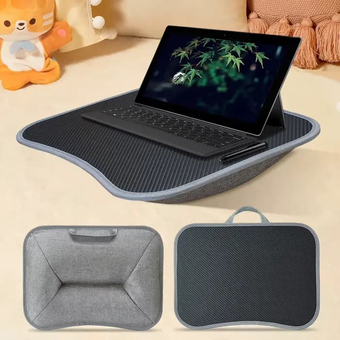 Bureau d'ordinateur portable avec coussin d'oreiller doux, plateau rembourré multifonctionnel pour o