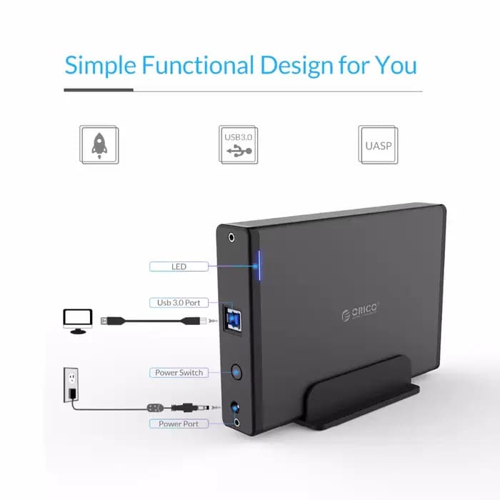 ORICO 3.5 ''boîtier de disque dur SATA vers USB 3.0 adaptateur boîtier de disque dur externe pour 2.
