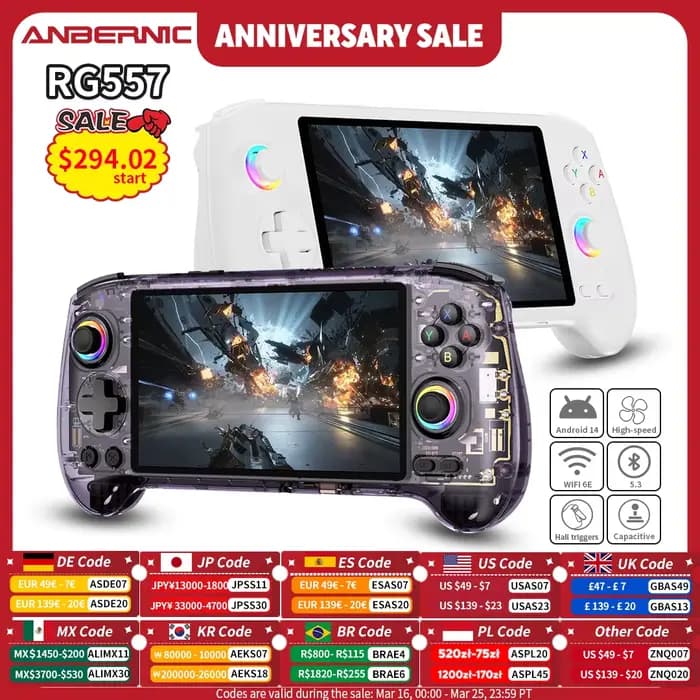 ANBERNIC – Console de jeu portable RG557, écran AMOLED de 5.48 pouces, dimension 8300, lecteur vidéo