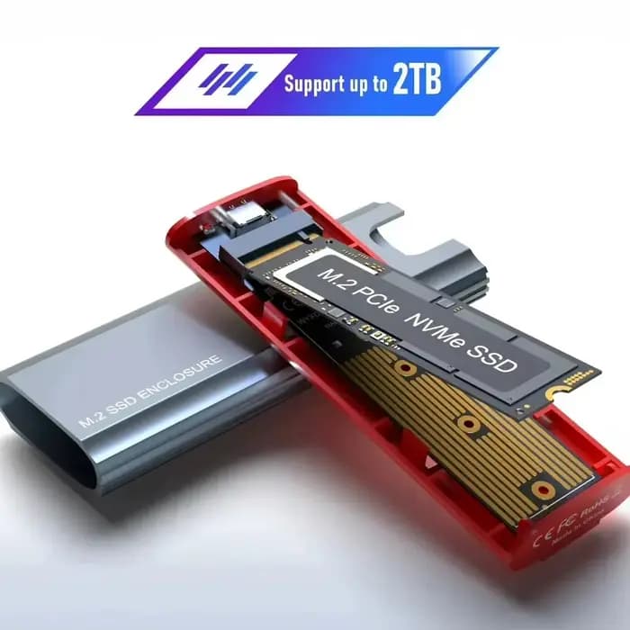 Boîtier SSD M2 M.2 NVMe SATA, adaptateur de boîtier SSD 10Gbps USB 3.2 Gen2 USB C, boîtier externe prend en charge les touches M, B et B & M