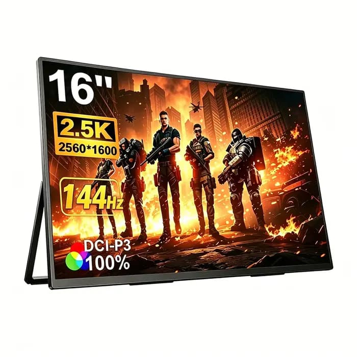 Moniteur de jeu portable 16 pouces 144 Hz 2,5K QHD, deuxième écran pour ordinateur portable Mac, Switch, PS5/4, écran IPS mat 500 nits, USB-C HDMI