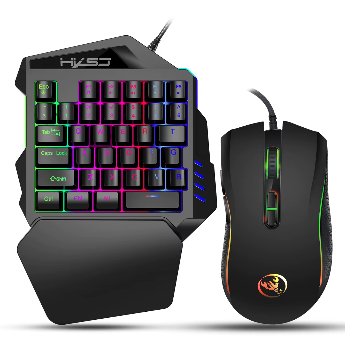 Ensemble clavier et souris de jeu à une main avec 35 touches, capuchons de touches montés par inject