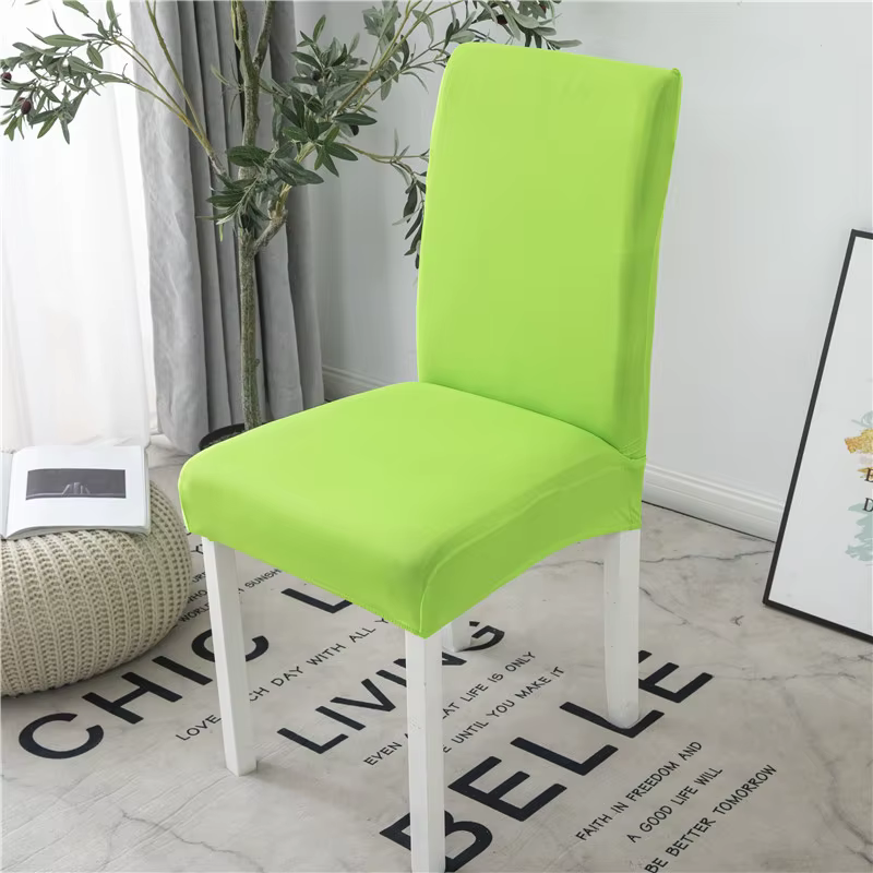 Housse de chaise de couleur unie, en Spandex, extensible, élastique, blanche, pour salle à manger, c
