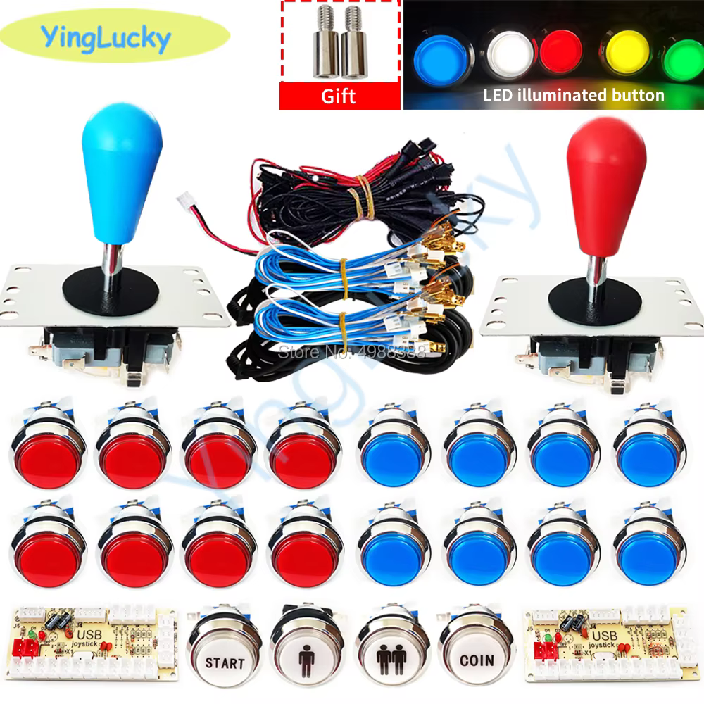 Nouveau Kit d'arcade de Joysticks de bricolage 2 joueurs encodeur USB avec Joystick SANWA LED bouton