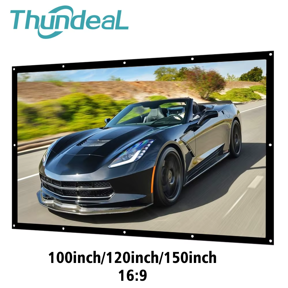 ThundeaL – écran de Projection mural Portable, rideau en toile blanche, Film 3D, 16:9, 100, 120, 150