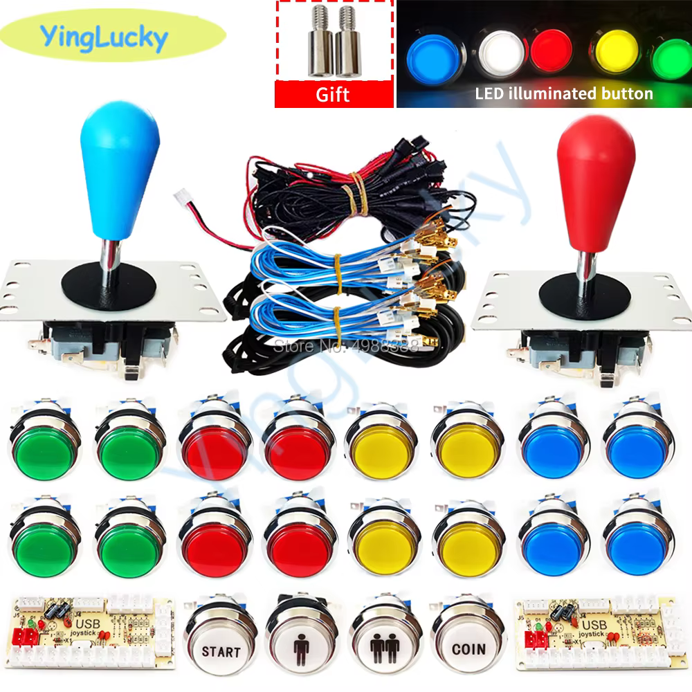Nouveau Kit d'arcade de Joysticks de bricolage 2 joueurs encodeur USB avec Joystick SANWA LED bouton