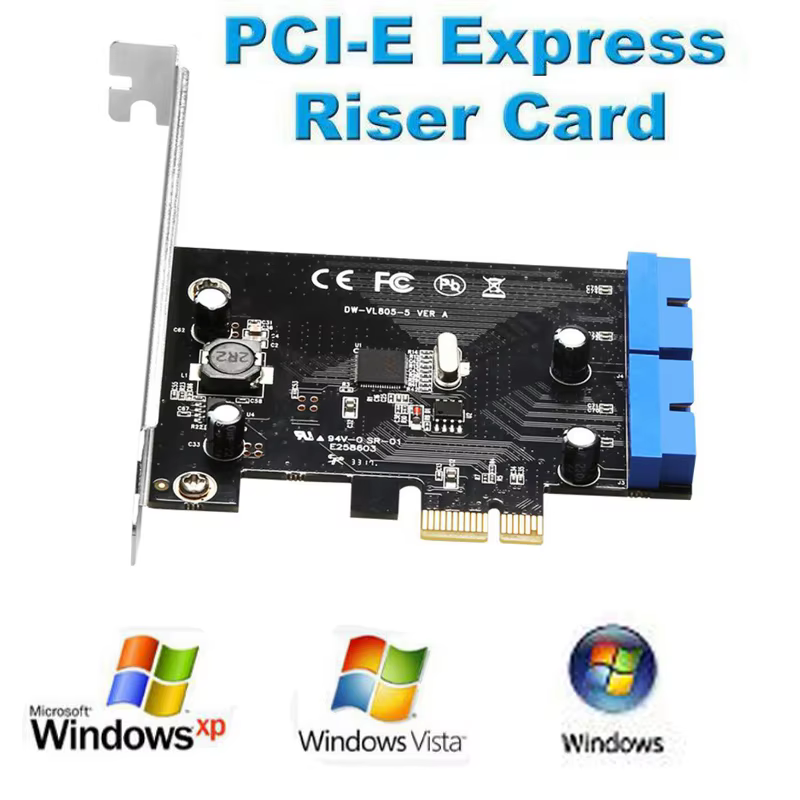 Carte adaptateur convertisseur PCIe Super Speed vers 2 ports USB 3.0 19 broches, PCI-e vers double c