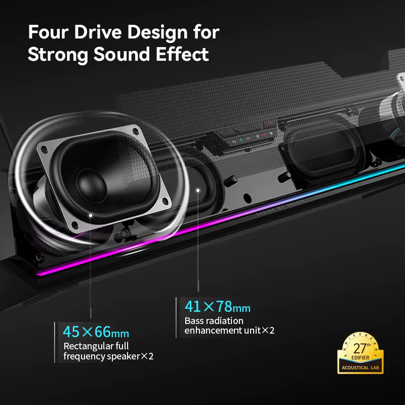 Barre de son Edifier G1500 pour ordinateur, haut-parleur 7.1 Surround Sound, Bluetooth 5.3 + connexi