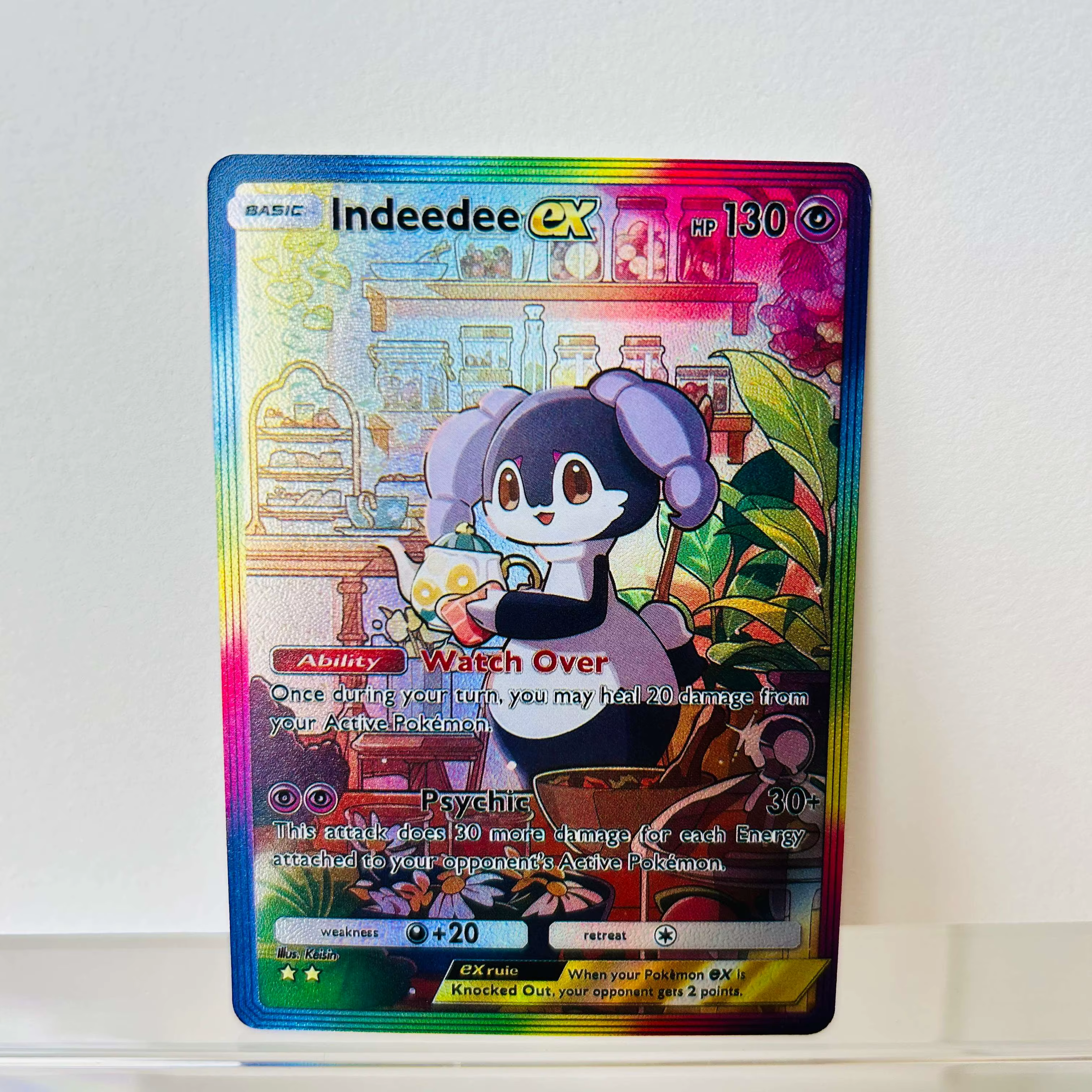 Carte Pokémon Rapidash ex anglaise, texture holographique arc-en-ciel, carte de collection anime pre