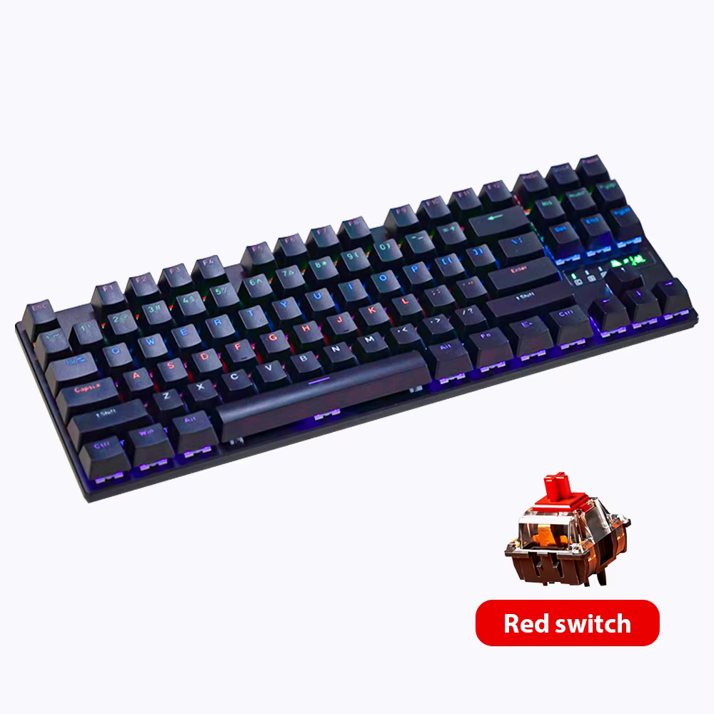 Clavier de jeu filaire à 87 touches, interrupteur rouge marron bleu, pour PC portable, bureau, clavi