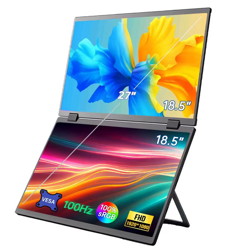 Moniteur portable à double écran de 18,5 pouces 100HZ 1920*1080P 100% sRGB avec 360 °   Écran extern