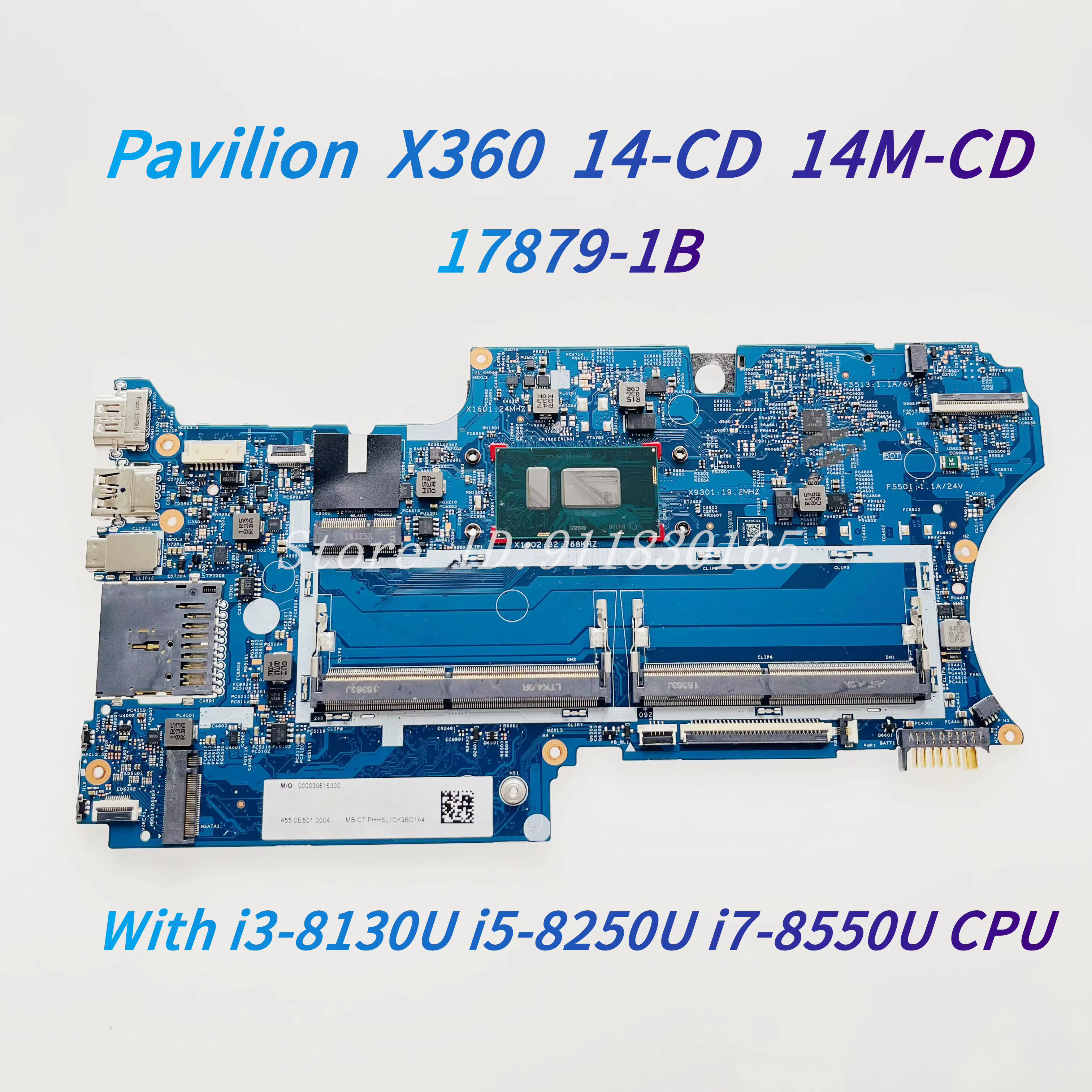 17879-1B 17879-1A pour HP Pavilion X360 14-CD 14M-CD carte mère d'ordinateur portable avec 4415U i3-