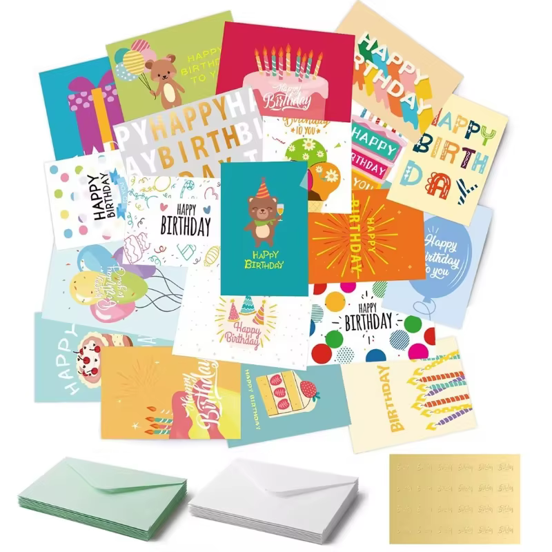 Ensemble de cartes d'anniversaire avec enveloppes autocollantes, 24 pièces, cartes de bénédiction ma