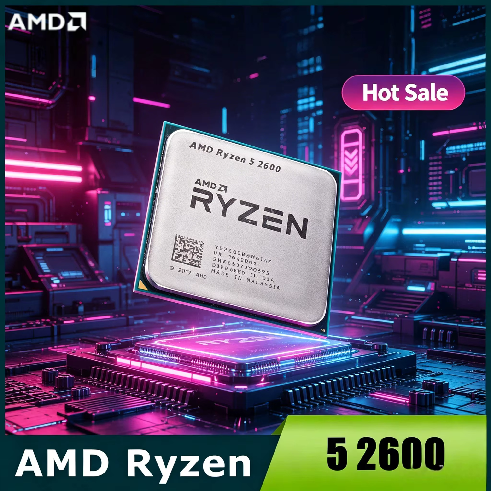Processeur AMD Ryzen 5 2600 3,4 GHz 6C 12T, socket AM4, ordinateur de bureau pour jeux, bureau, plus