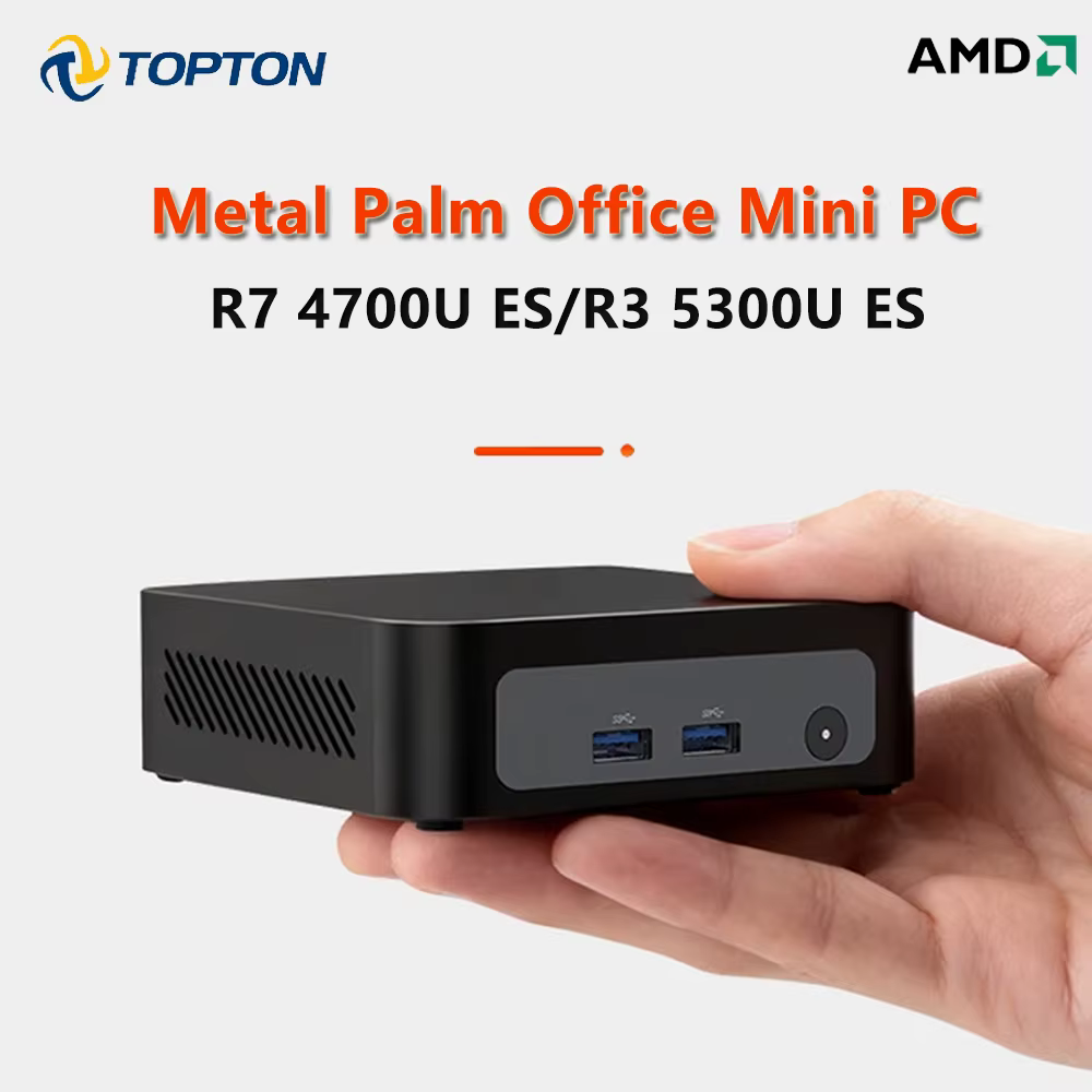 Mini PC de jeu Topton Palm, AMD Ryzen 3 5300U ES 7 4700U ES, 2 emplacements M.2, 2 DDR4, PC de burea