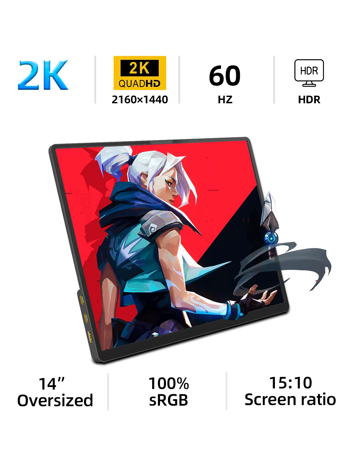 ZSUS 2160*1440 14 pouces 2K moniteur Portable 60HZ pour ordinateur Portable XBox PS4/5 commutateur T