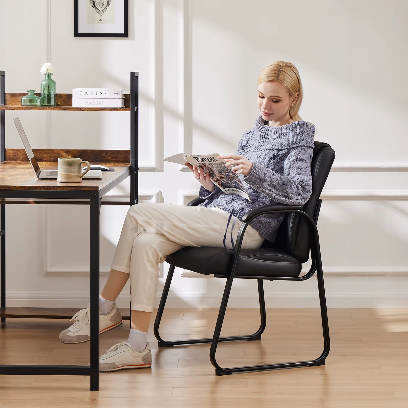JHK dossier rembourré ergonomique salon chaise de jeu étanche en cuir PU siège de salle d'attente ép