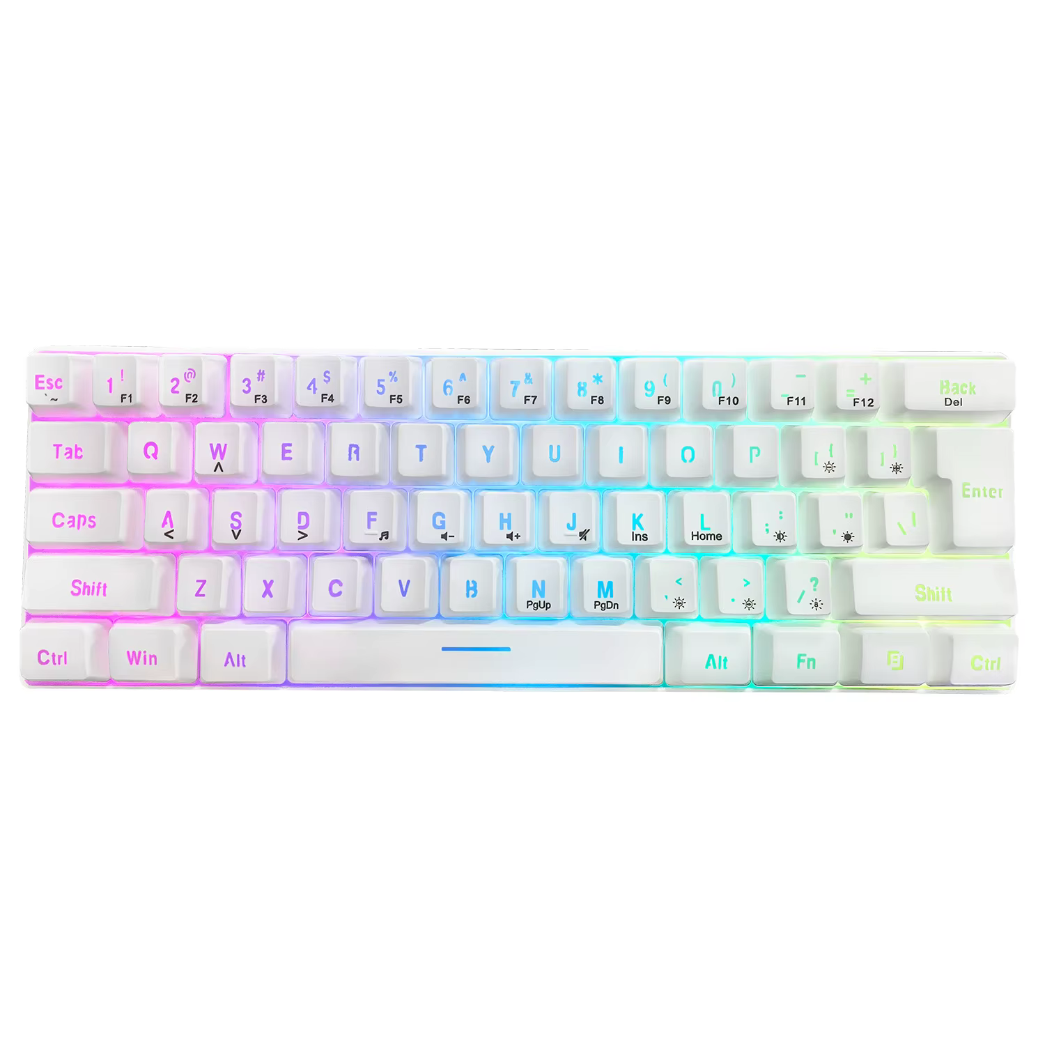Clavier RGB Gamer 60% Ergonomique Mini PC Blanc Clavier d'Ordinateur Portable Rétroéclairé USB Filai
