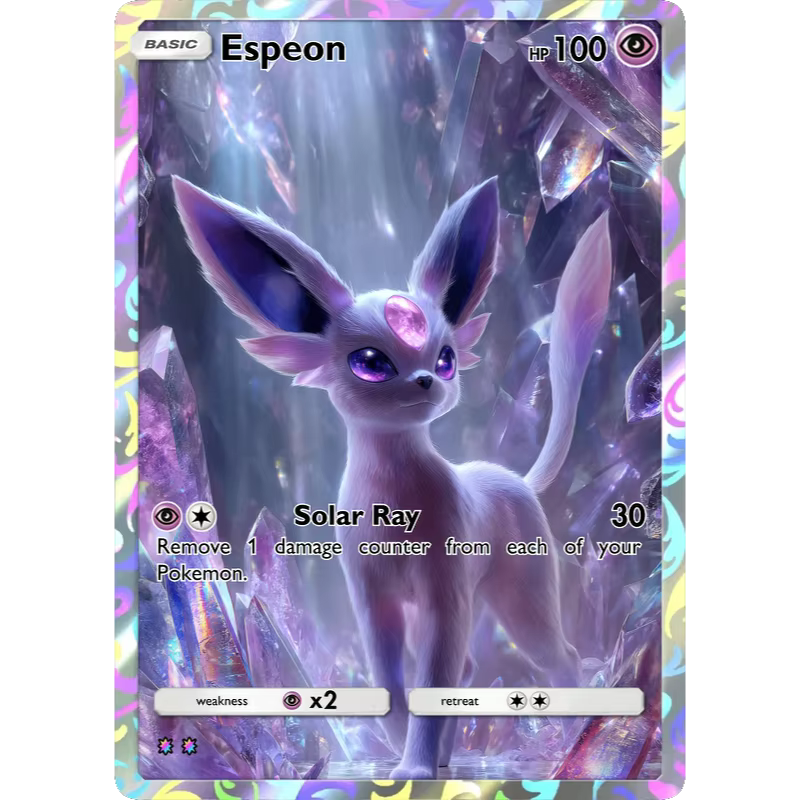 Cartes Pokémon Espeon PTCG holographiques, collection de cartes rares, Mewtwo, jeu de créativité, an