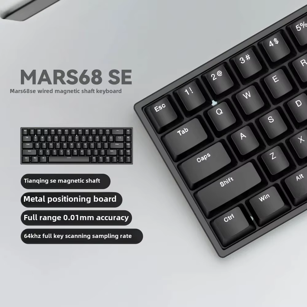Mars 68 PRO clavier mécanique à axe magnétique clavier de jeu 0 zone morte plug et déclencher lumièr
