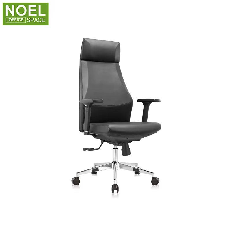 Chaise de bureau de direction en cuir PU avec cadre en métal de luxe, ensemble de bureau et de chais
