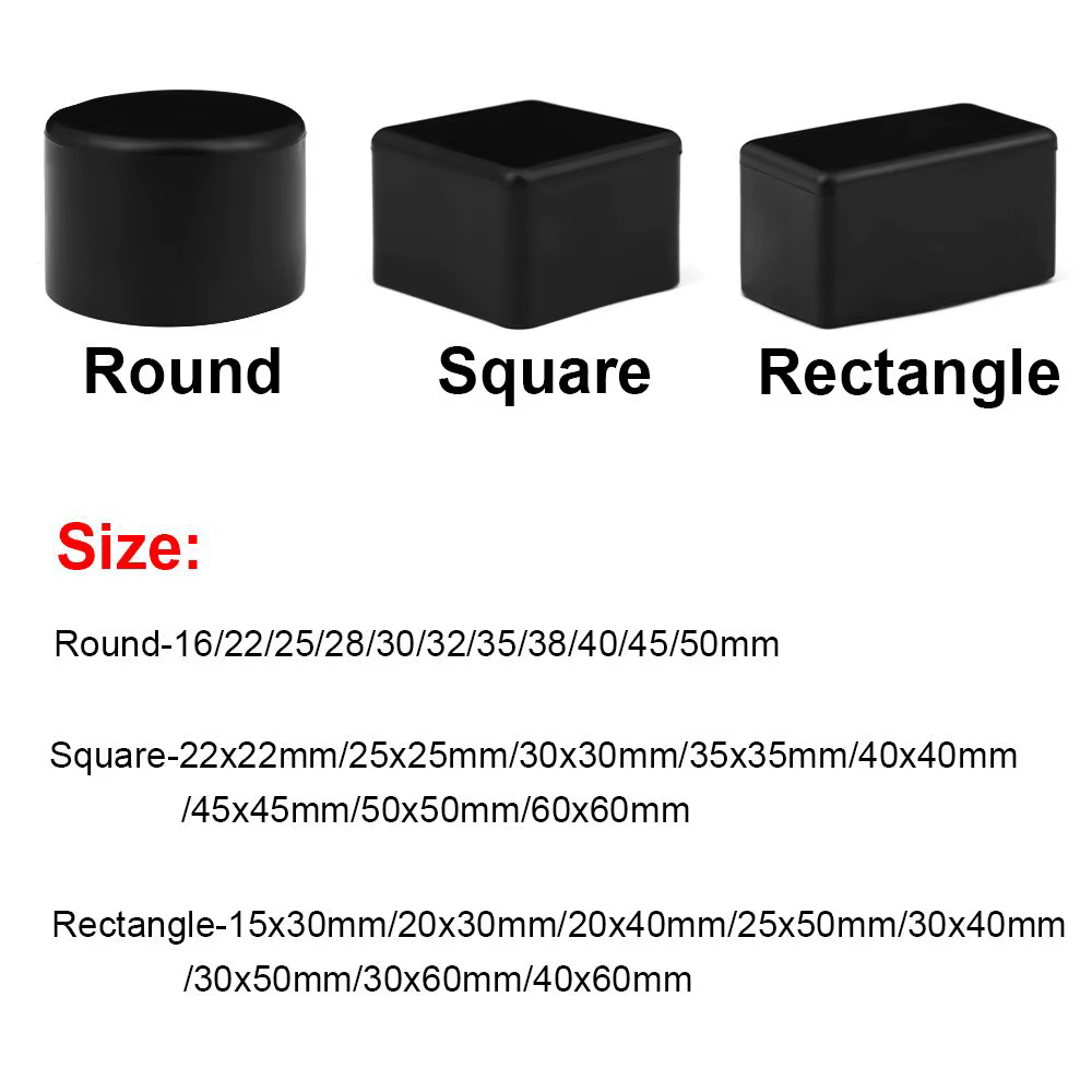 Couvre-pieds de chaise en PVC noir, nouveaux pieds de meubles à fond rond, coussinets en Silicone, c
