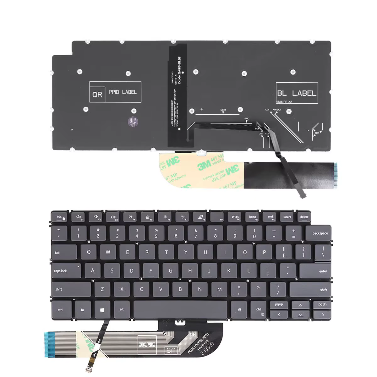 Clavier d'ordinateur portable américain pour DELL Latitude 3301 3410 gris avec rétro-éclairage sans 