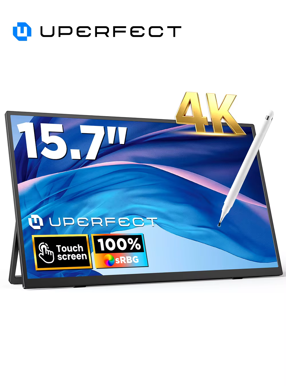 Moniteur tactile portable 4K UPERFECT 15,7 pouces (3840 x 2160 UHD) avec USB-C, HDMI, écran pour ord