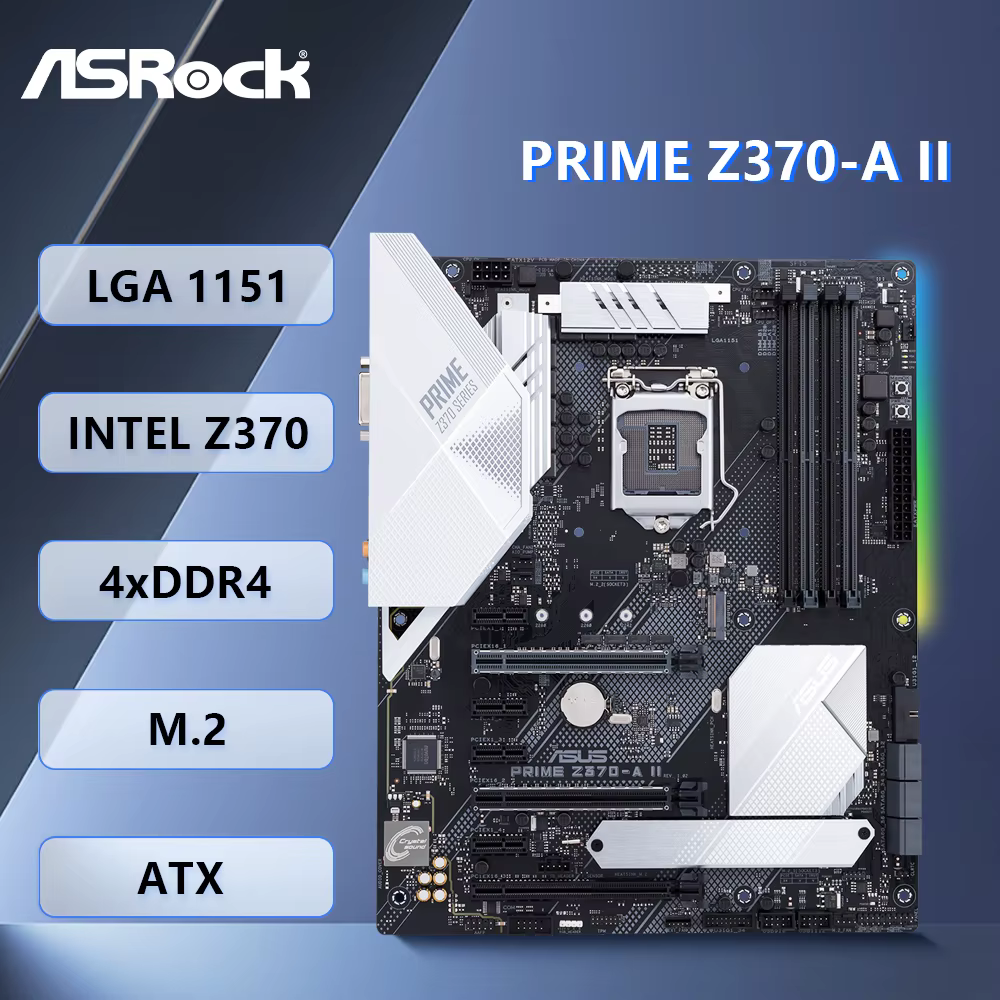 Carte mère Asus PRIME Z370-A II LGA 1151 DDR4 64GB Intel Z370 M.2 ATX compatible avec i3-8300 i3-930