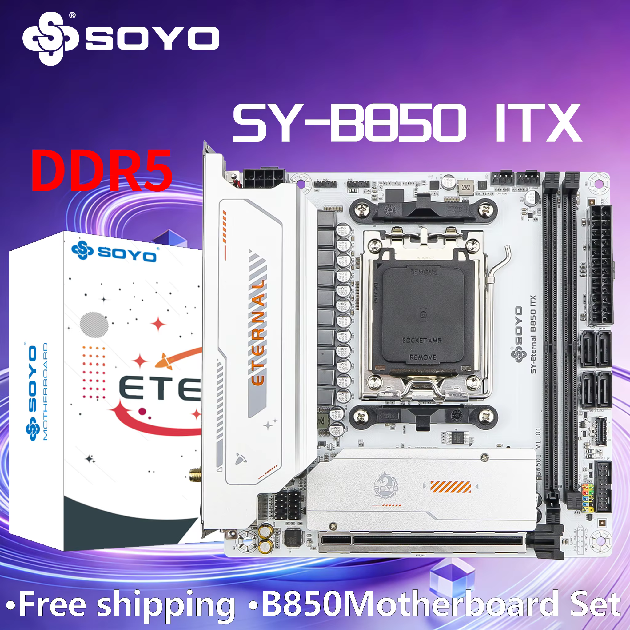 Carte mère SOYO B850ITX AMD, compatible avec les processeurs AMD Ryzen AM5 DDR5 8000 9000, Pcie5.0x1