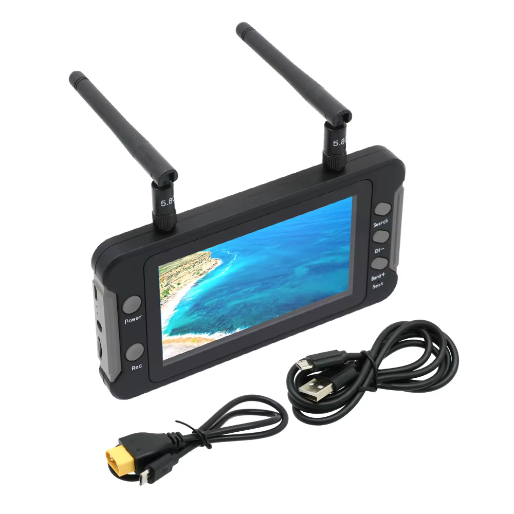 Lunettes FPV à double antenne 5.8G 40CH, casque vidéo avec écran LCD 4.3 pouces, moniteur NTSC/PAL D