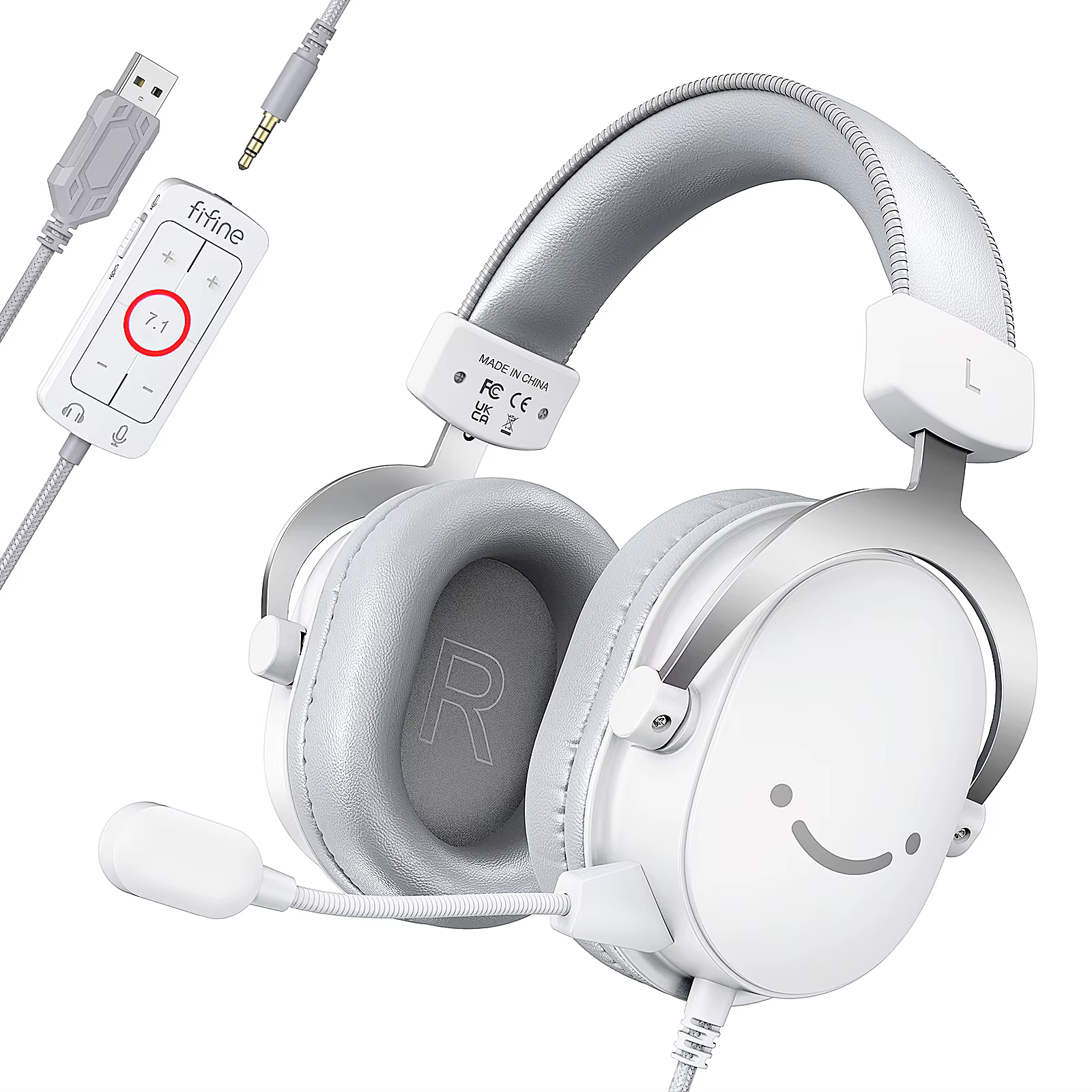FIFINE – casque de jeu USB avec son Surround 7.1/prise 3.5mm/Microphone, casque filaire sur l'oreill