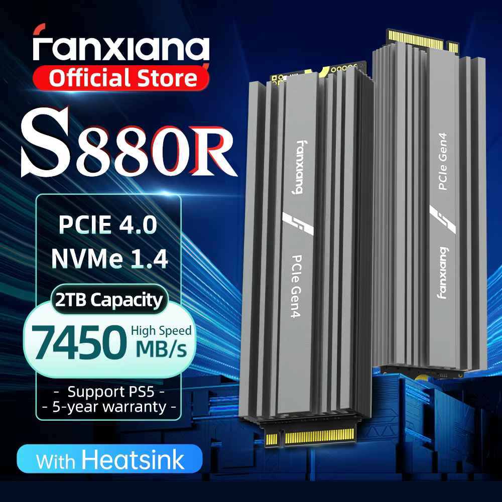 Fanxiang S880R 7450MB/s SSD NVMe M.2 2280 4TB 2TB 1TB Disque dur interne à semi-conducteurs avec dis