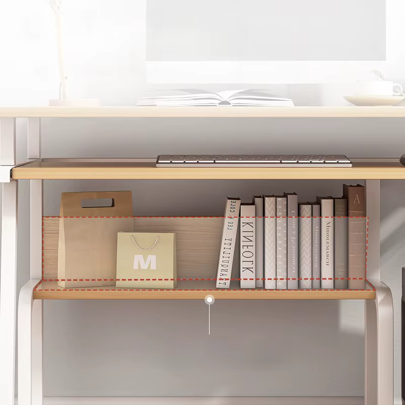 Petit bureau d'ordinateur pour petits espaces, table d'écriture moderne de 33,5 pouces avec étagère