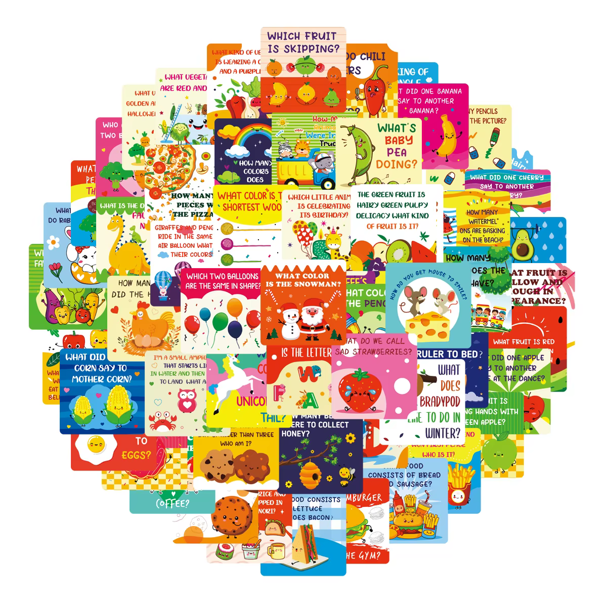 Boîte à lunch double face, cartes de blague de dessin animé, notes d'étude pour adolescents, cartes 