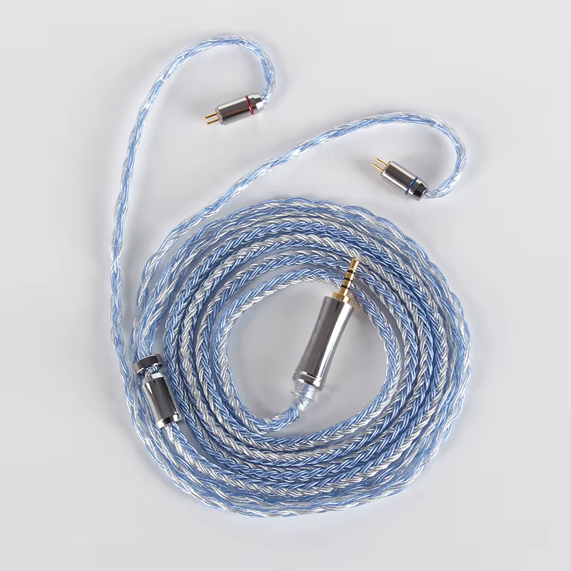 XINHS 16 Core bleu argent mélangé 5N monocristallin cuivre argent plaqué écouteur câble de mise à ni