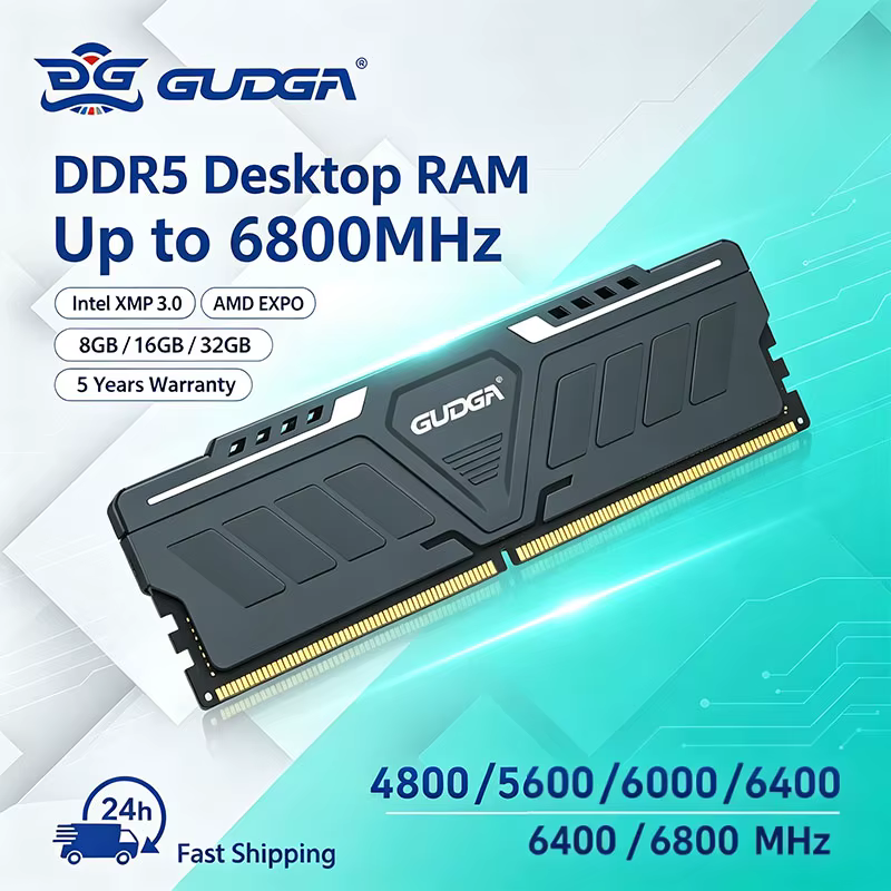 Mémoire RAM GUDGA DDR5 8 Go/16 Go/32 Go 4800-6800 MHz, mémoire RAM UDIMM pour ordinateur de bureau a