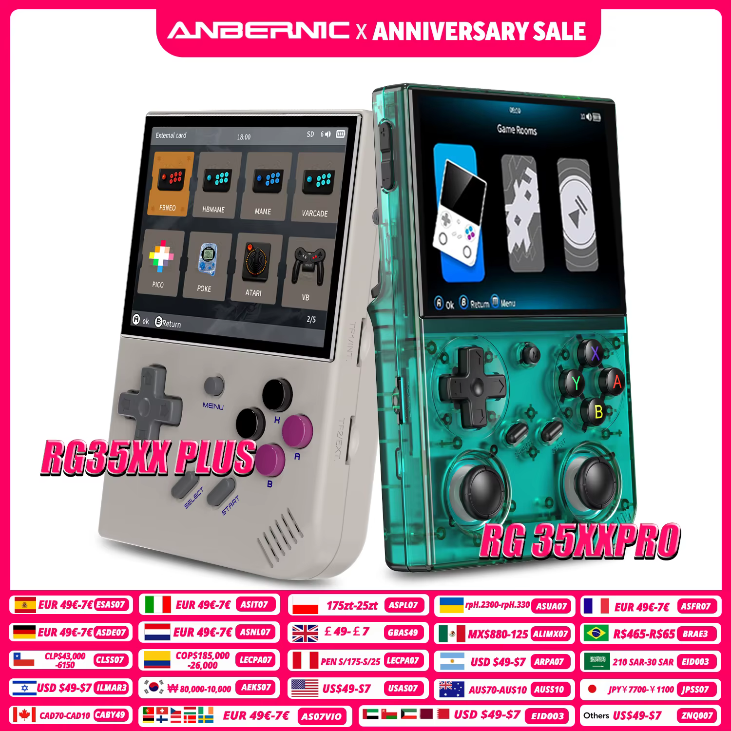 ANBERNIC 64 Bit RG 35XXPRO RG35XX PLUS Console de jeu rétro portable avec 64 Go de mémoire intégrée,
