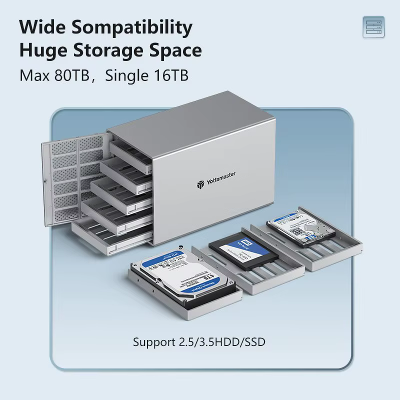 [PS400] Yottamaster 4 baies RAID boîtier aluminium 4 emplacements 2.5 "3.5" USB3.0 RAID boîtier de r
