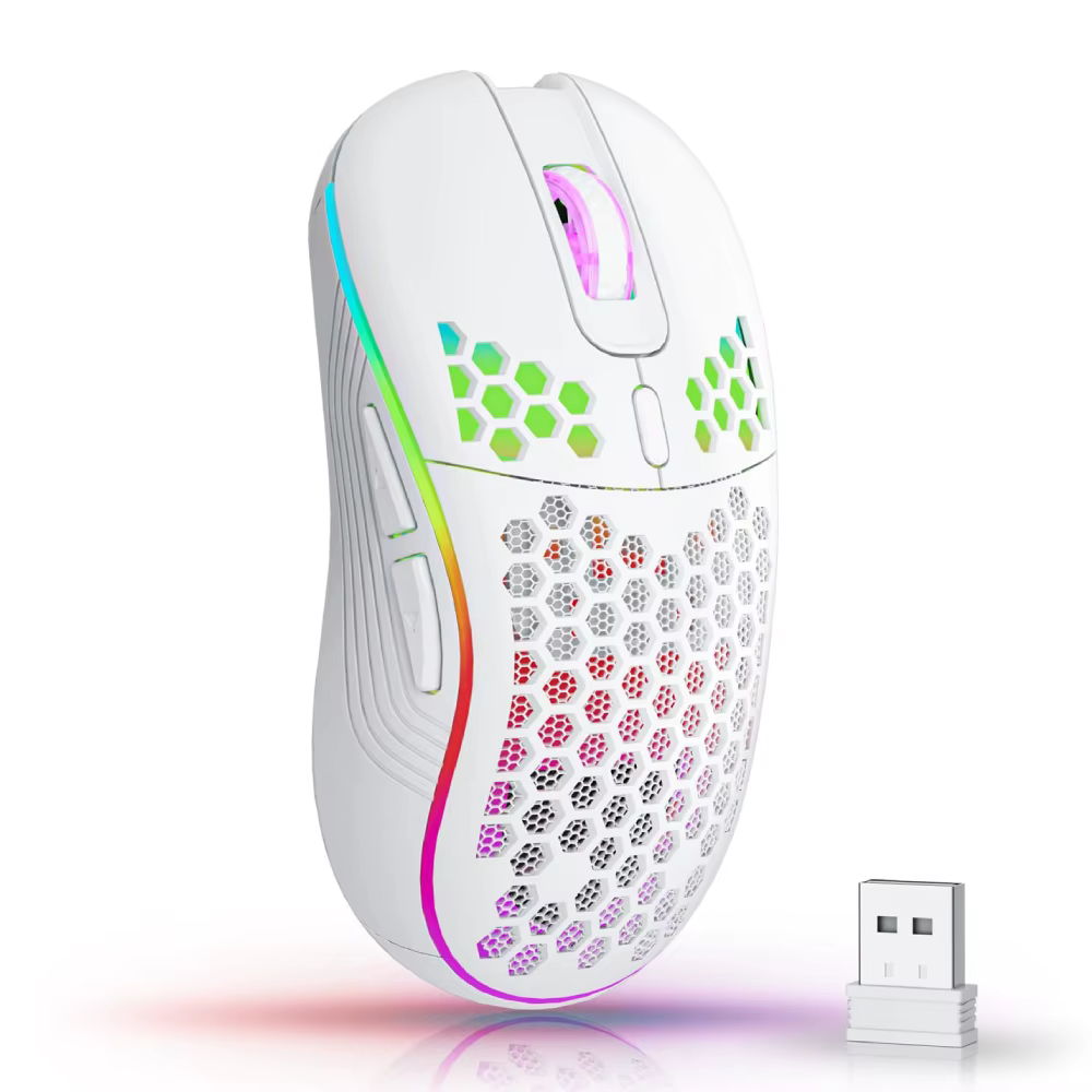 Souris sans fil 2.4G avec rétroéclairage rvb, 6 boutons, 3 vitesses, DPI, Type C, Rechargeable, ergo
